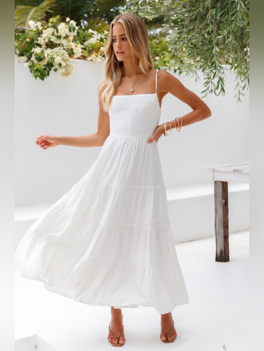 Hello Molly Train into Town Midi Dress White